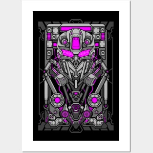 Mecha robot head shield card design Posters and Art